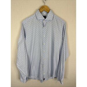 Strellson Slim Fit Men 15.5 39 Long Sleeve Shirt Blue Italian Fabric Capelli